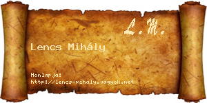 Lencs Mihály névjegykártya